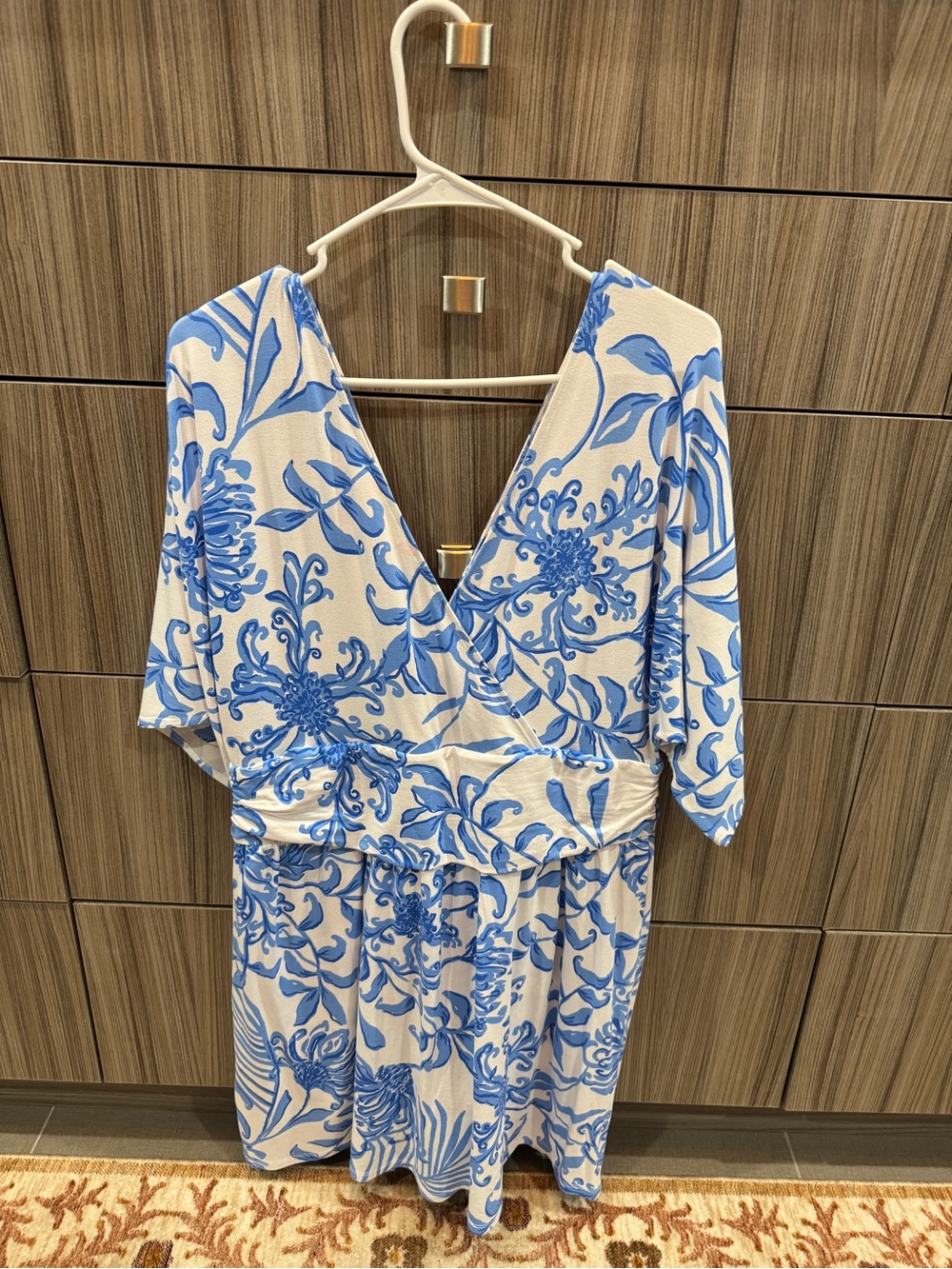 XL Lilly Pulitzer Blue and White Floral Dress/ Romper (with shorts under) - Picture 5 of 5